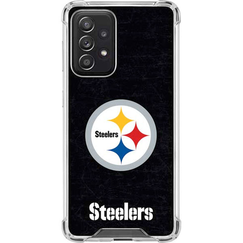 NFL Pittsburgh Steelers Distressed Galaxy A52 5G Clear Case